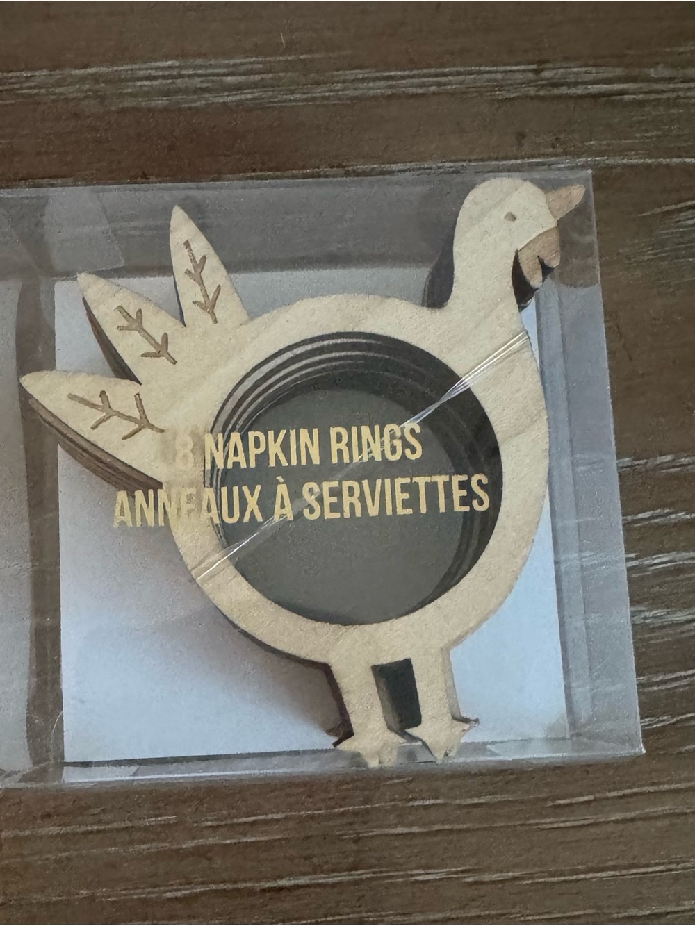 Meri Meri Wooden Turkey Napkin Rings – Natural. Set of 2 (QTY 16)